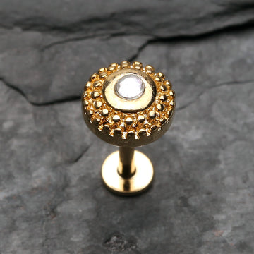 Detail View 1 of Golden Eris Sparkle Steel Labret-Clear Gem